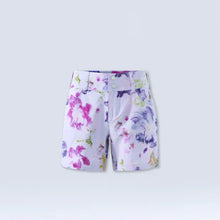 Load image into Gallery viewer, Wild Rye lavendar mountain bike shorts with watercolor flower design
