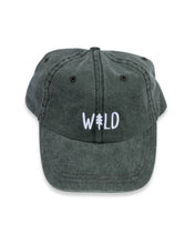 Load image into Gallery viewer, Dark gray cap with 'WILD' embroidered on a white background
