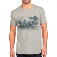 Load image into Gallery viewer, man wearing t-shirt with tree and cloud design
