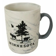 Load image into Gallery viewer, Minnesota mug that has a moose, loon, eagle, bear, and tree

