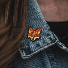 Load image into Gallery viewer, fox pin on denim jacket
