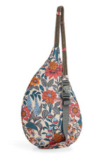 Load image into Gallery viewer, back of sling bag that has wildflowers on it
