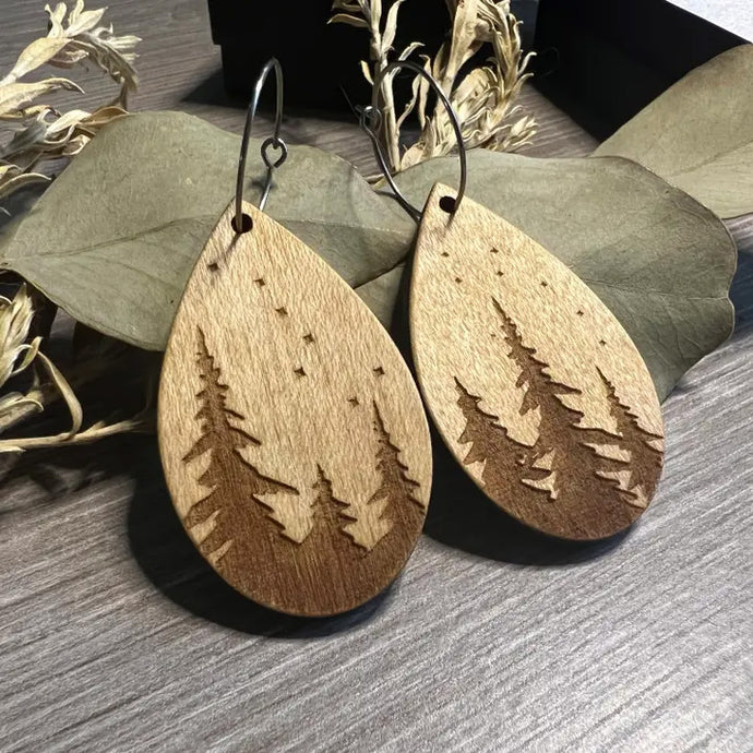 Big & Little Dipper Constellation with Pines Maple Earrings
