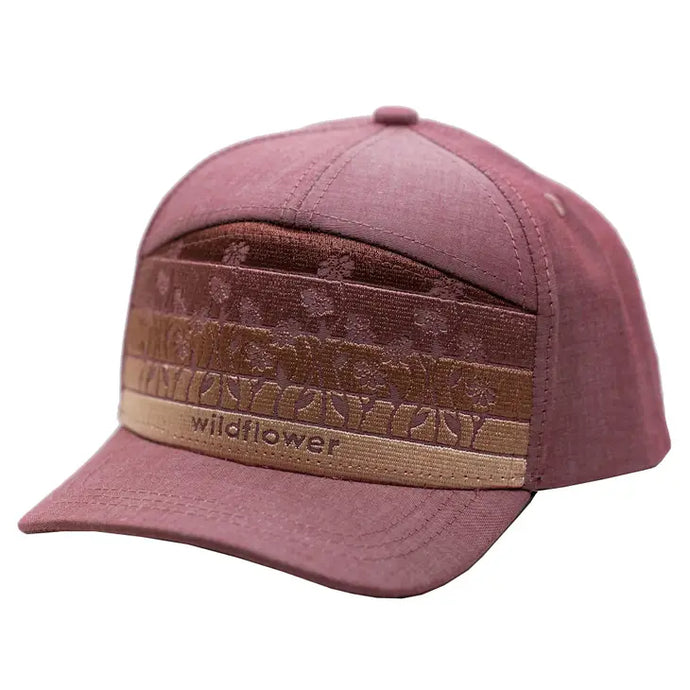 Pink youth hat with wildflowers on it