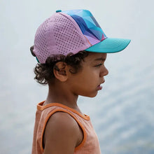 Load image into Gallery viewer, Pink and teal kid&#39;s hat on little boy
