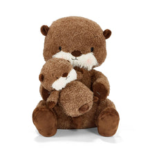 Load image into Gallery viewer, otter stuffed animal holding baby otter stuffed animal
