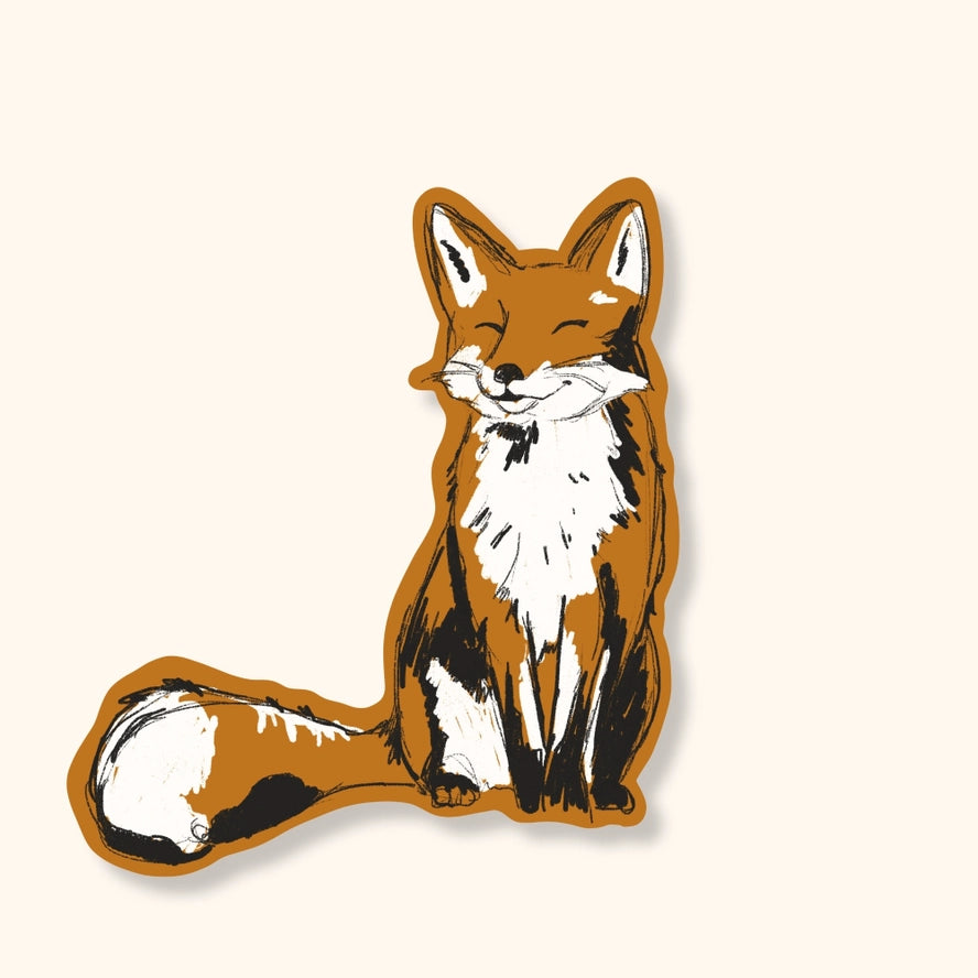sticker of a smiling fox