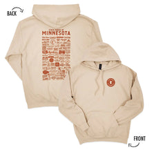 Load image into Gallery viewer, front and back of sweatshirt that lists all state parks of Minnesota
