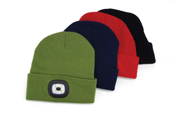 Nightscope beanies with rechargeable light