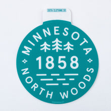Load image into Gallery viewer, Teal Minnesota North woods 1858 sticker
