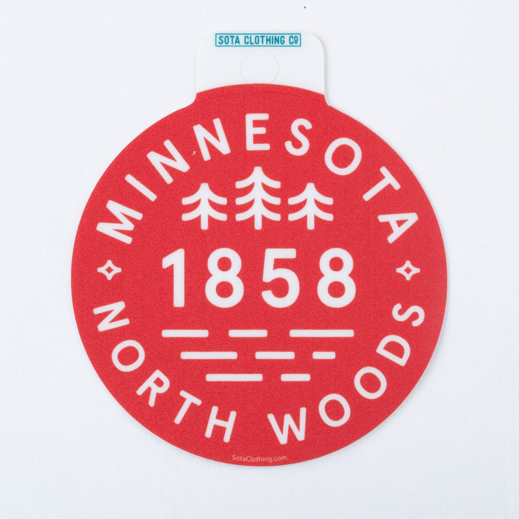 Red Minnesota Northwoods 1858 sticker