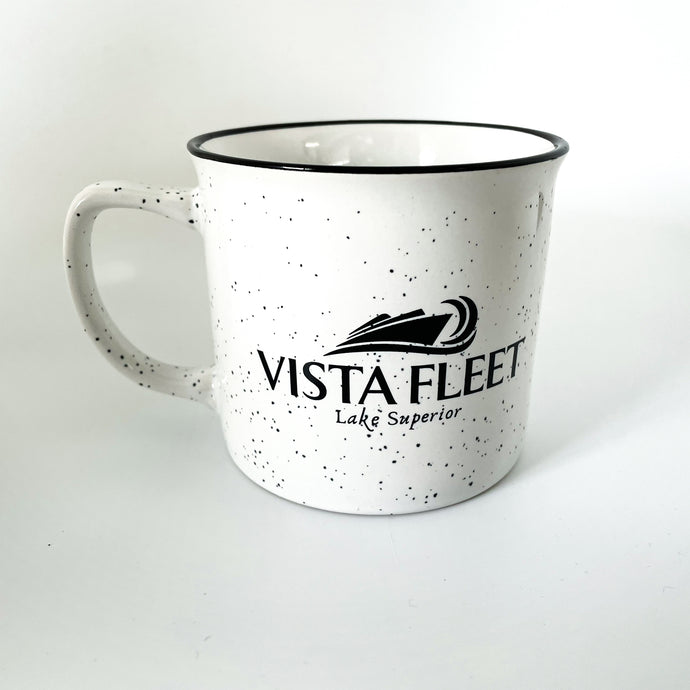 Vista Fleet white logo mug with Lake Superior