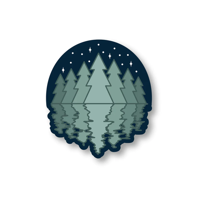 Sticker with trees and reflection
