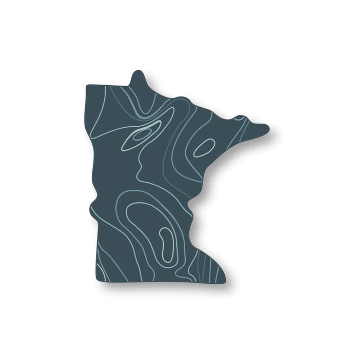Minnesota map sticker with topographic lines