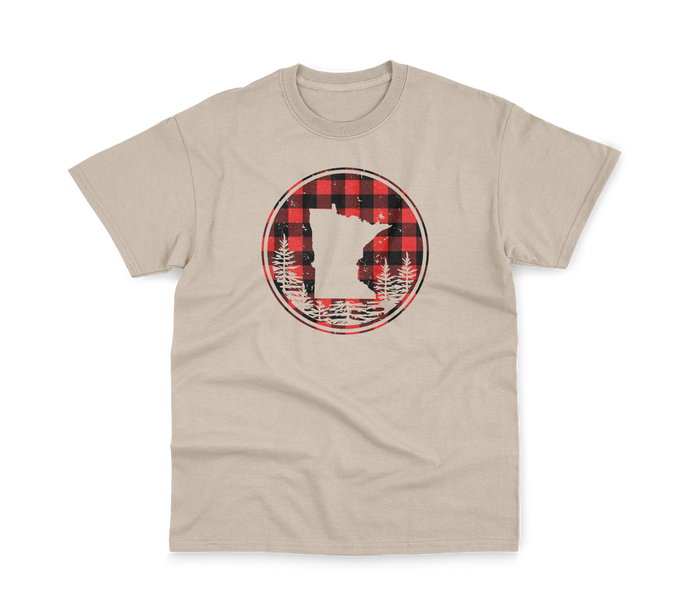 Buffalo plaid logo Minnesota cream t-shirt
