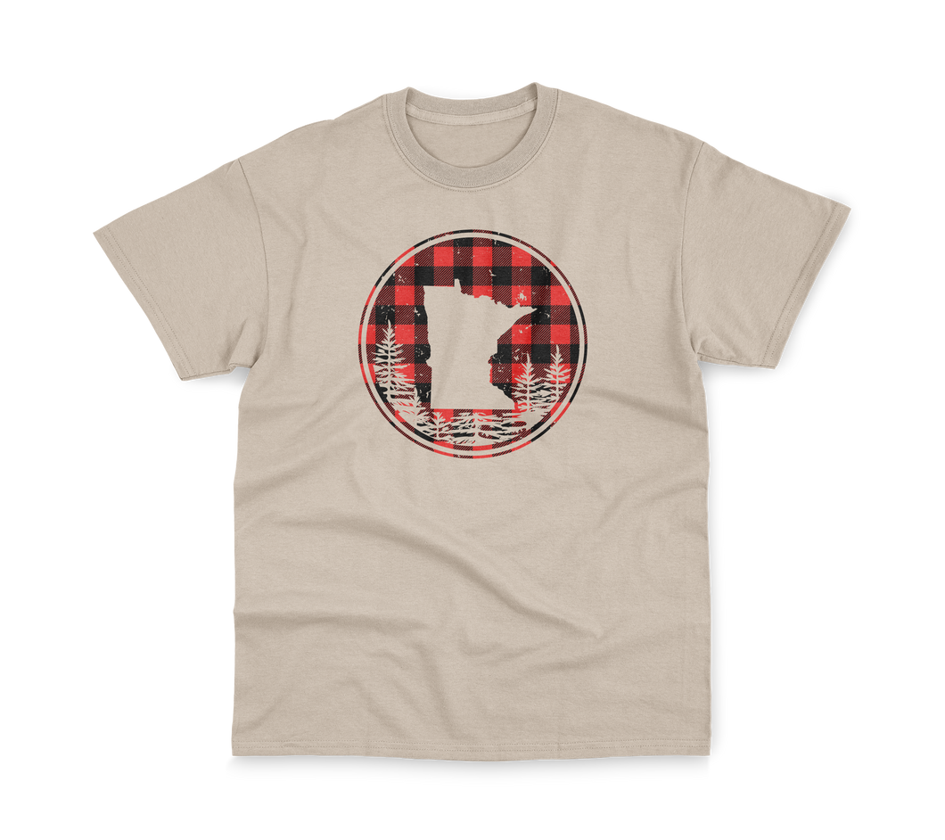 Buffalo plaid logo Minnesota cream t-shirt