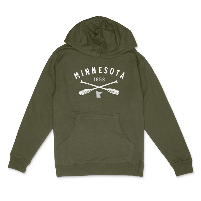 Minnesota cross paddle hooded sweatshirt in army green