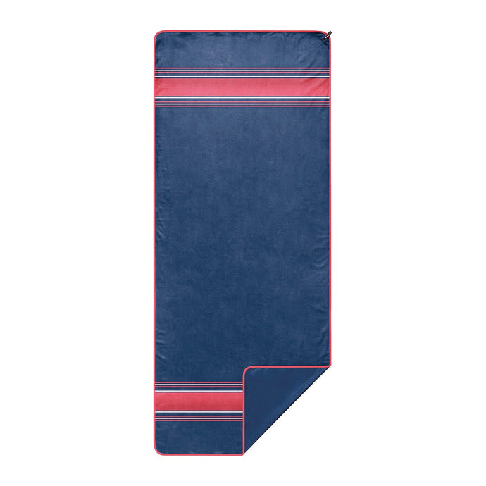 Rumpl shammy towel navy blue with red stripes