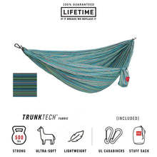 Load image into Gallery viewer, Green and blue Grand Trunk single hammock
