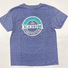Load image into Gallery viewer, Light blue youth t-shirt that says Duluth, Minnesota. A great place to be.
