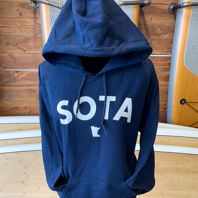 Navy Sota sweatshirt with Minnesota outline